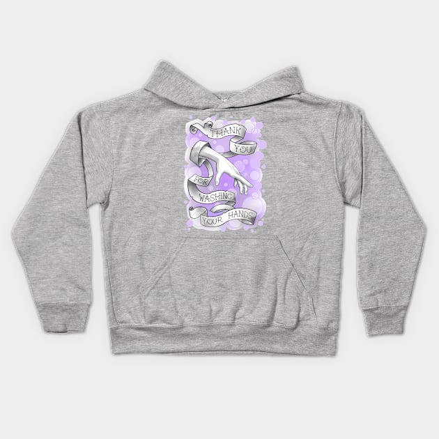 wash your hands, lilac bubbles Kids Hoodie by weilertsen